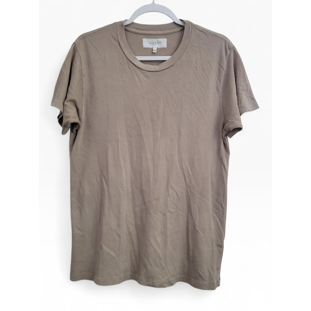 The Great. Man 100% Cotton Crew Neck Short Sleeve Tee Taupe Brown T-Shirt XS